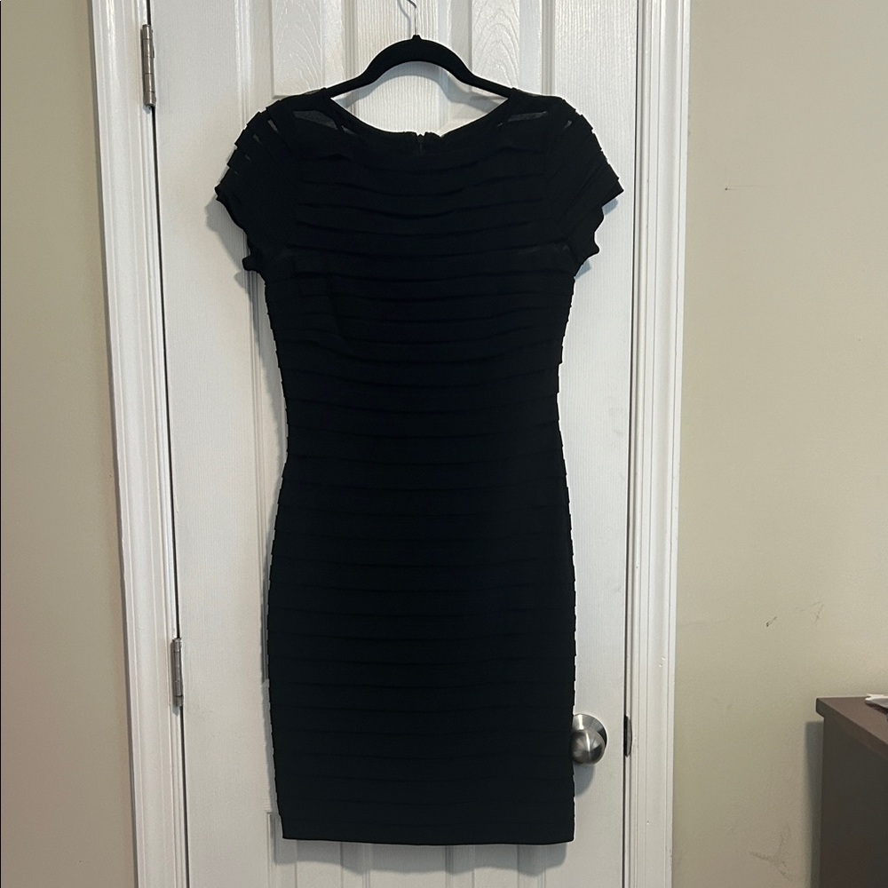 Adrianna Papell Black Textured Mini Dress